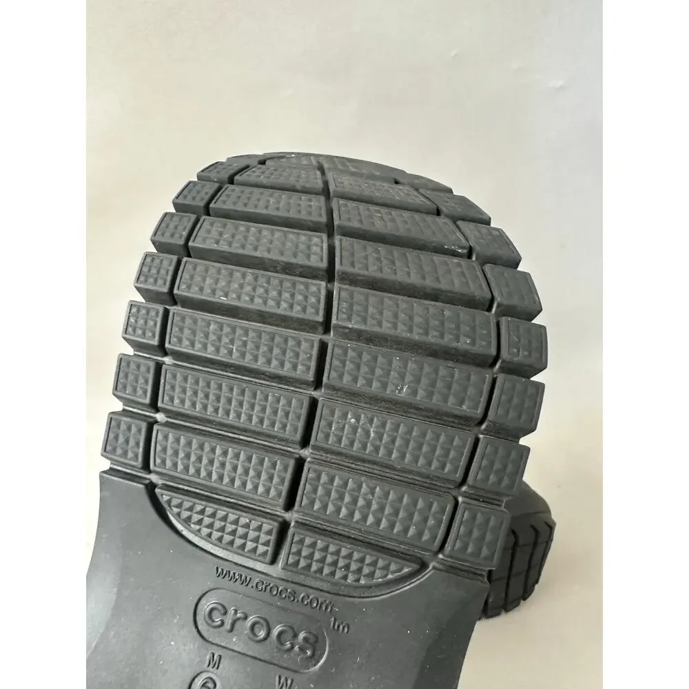 Crocs Classic Mega Crush‎ Clog Solid Black Matte/Shiny Women's Size 8 Mens 6